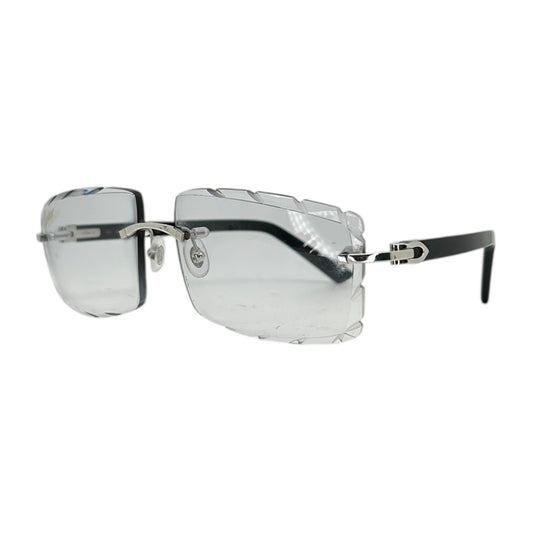 CARTIER BLACK SILVER FRAME DIAMOND CUT LENS