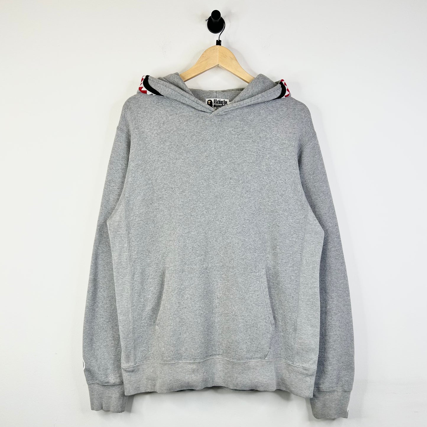 BAPE GREY SHARK HEAD PULLOVER HOODIE