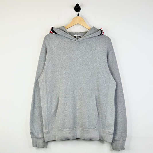 BAPE GREY SHARK HEAD PULLOVER HOODIE