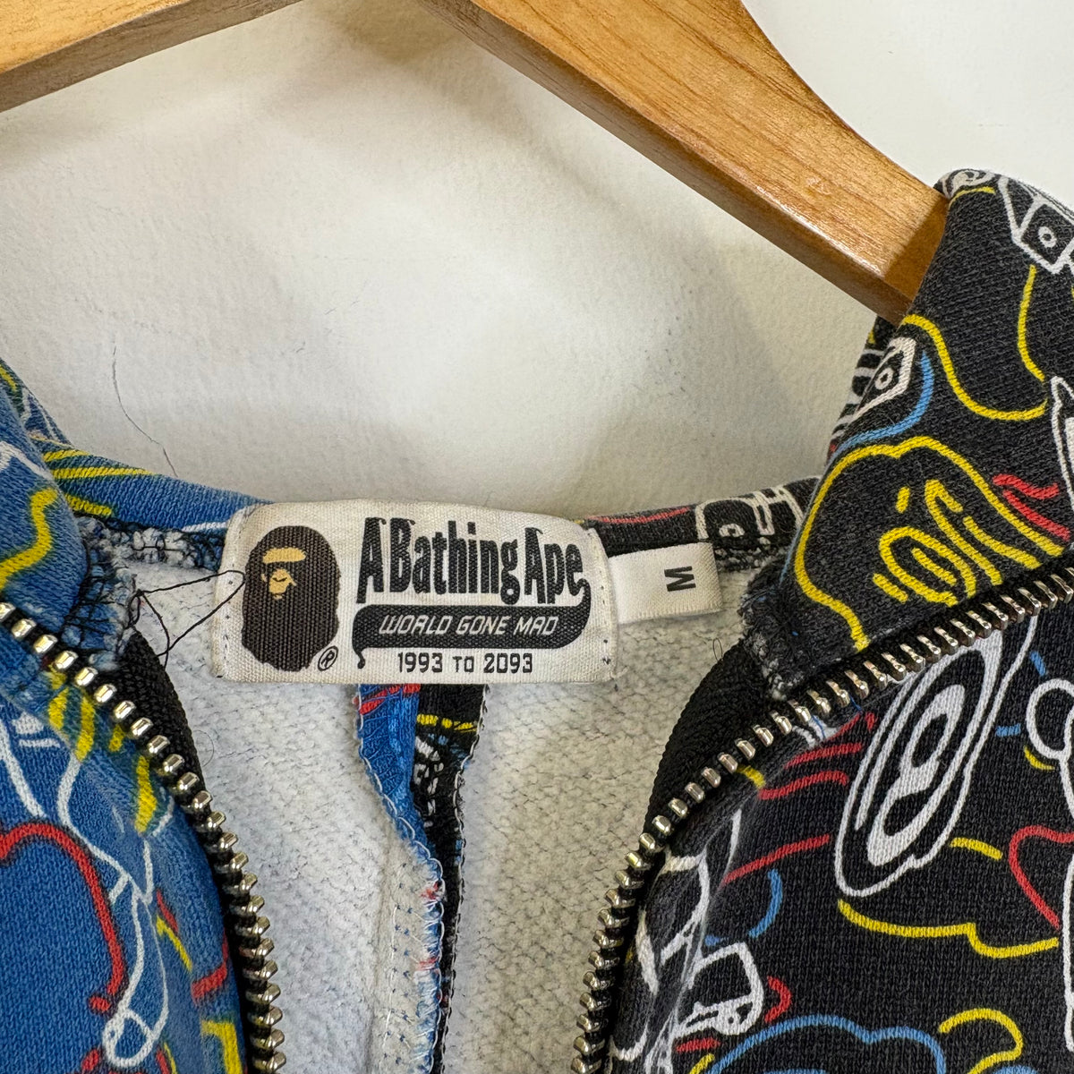 BAPE x MEDICOM TOY BEAR BRICK CAMO BLUE AND BLACK ZIP UP