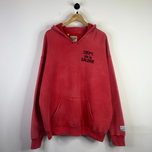 GALLERY DEPT. V NECK FADED RED PULLOVER HOODIE