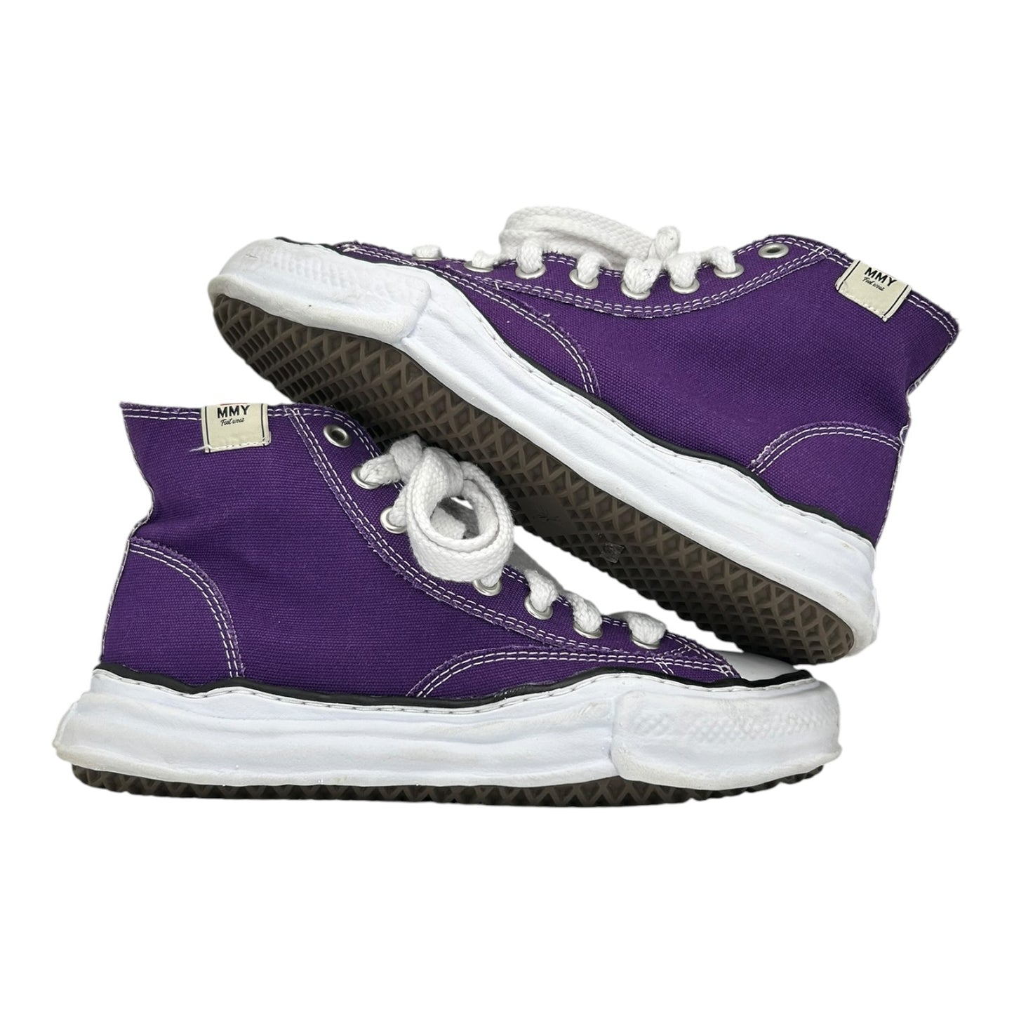 PREOWNED MAISON MIHARA YASUHIRO HIGH TOP PURPLE CANVAS