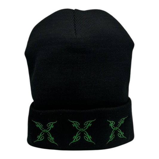 FLASHBACK TRIPLE LOGO BLACK/GREEN BEANIE