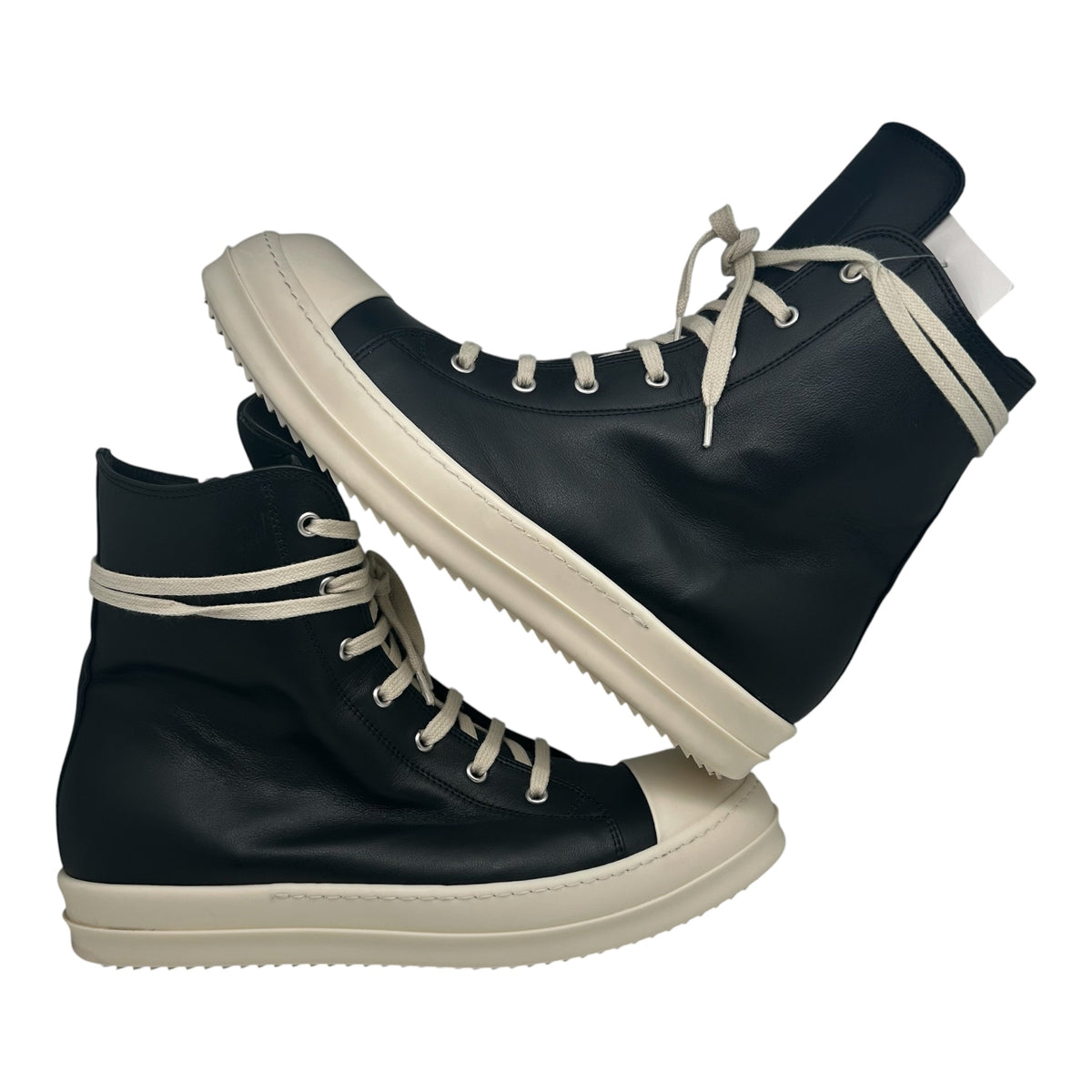 PREOWNED RICK OWENS RAMONE HIGH MAINLINE BLACK/MILK