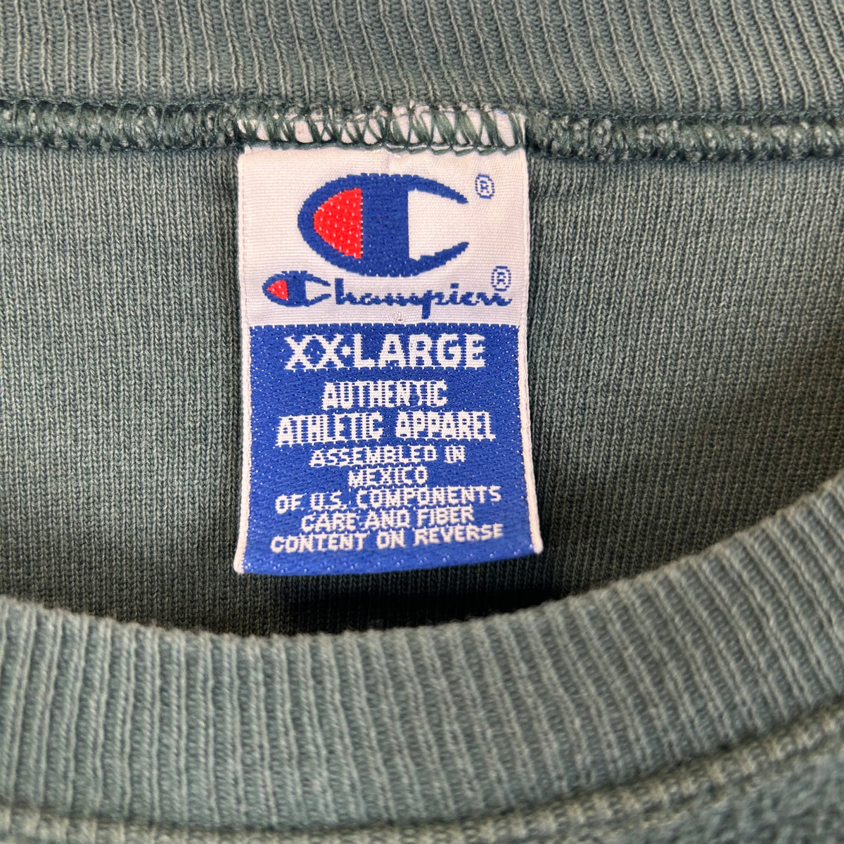 CHAMPION LOGO REVERSE GREEN CREWNECK