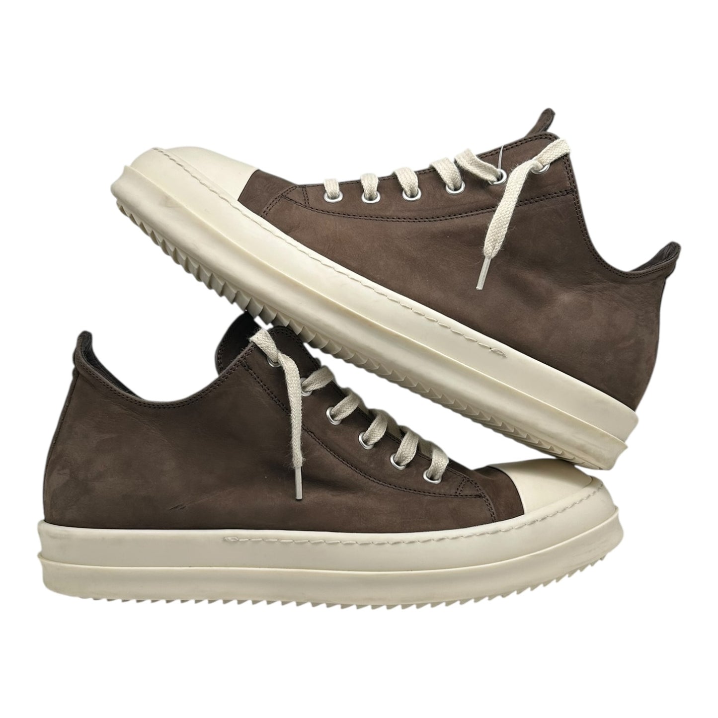 PREOWNED RICK OWENS RAMON LOW BROWN SUEDE