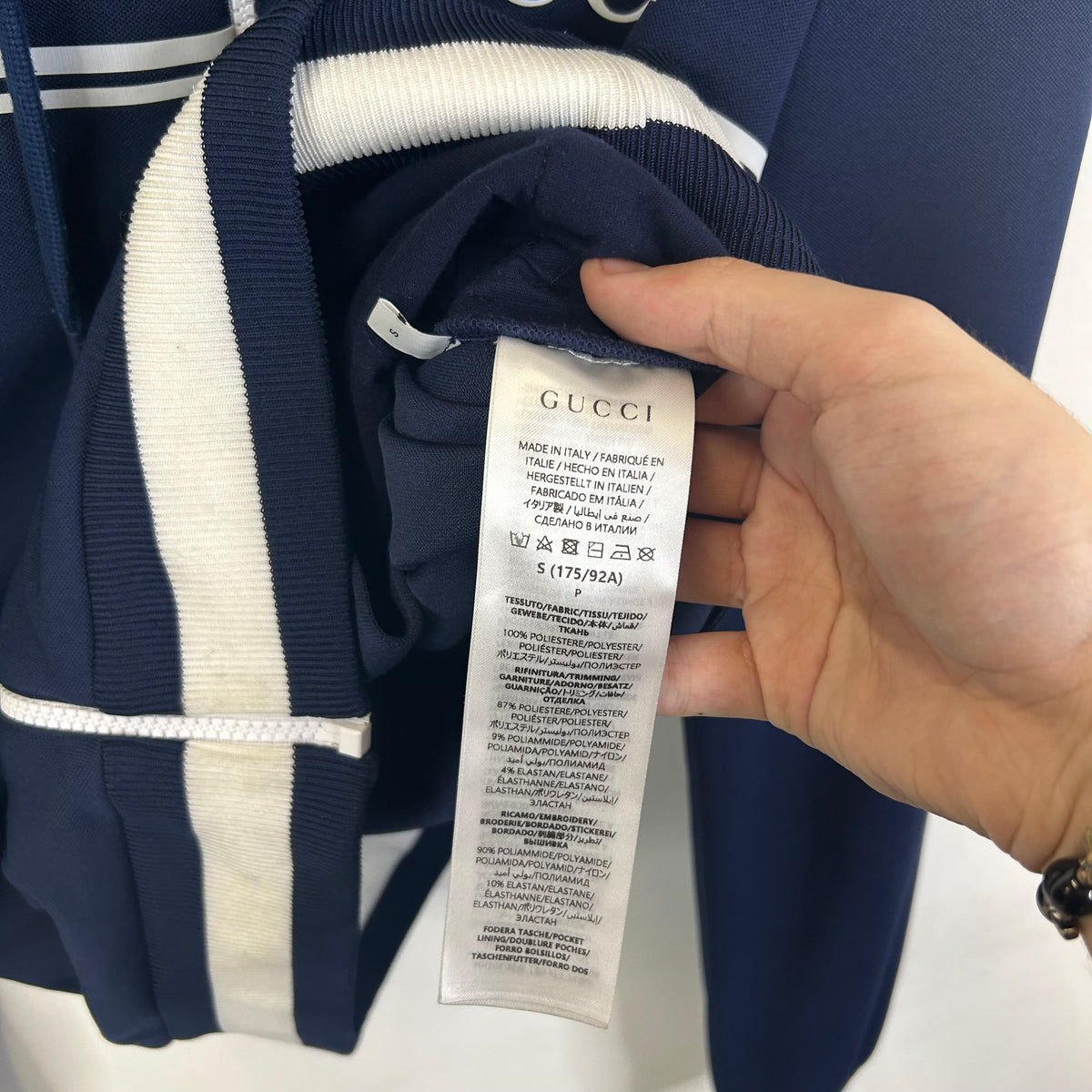 GUCCI STRIPED TRACK JACKET NAVY WHITE