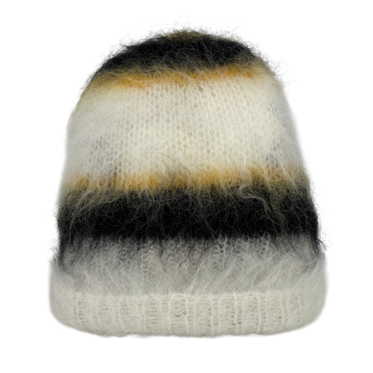 MARNI YELLOW/BLACK/WHITE FUR BEANIE