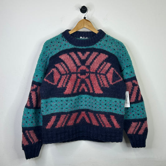 ABSTRACT PINK AND BLUE SWEATER KNIT