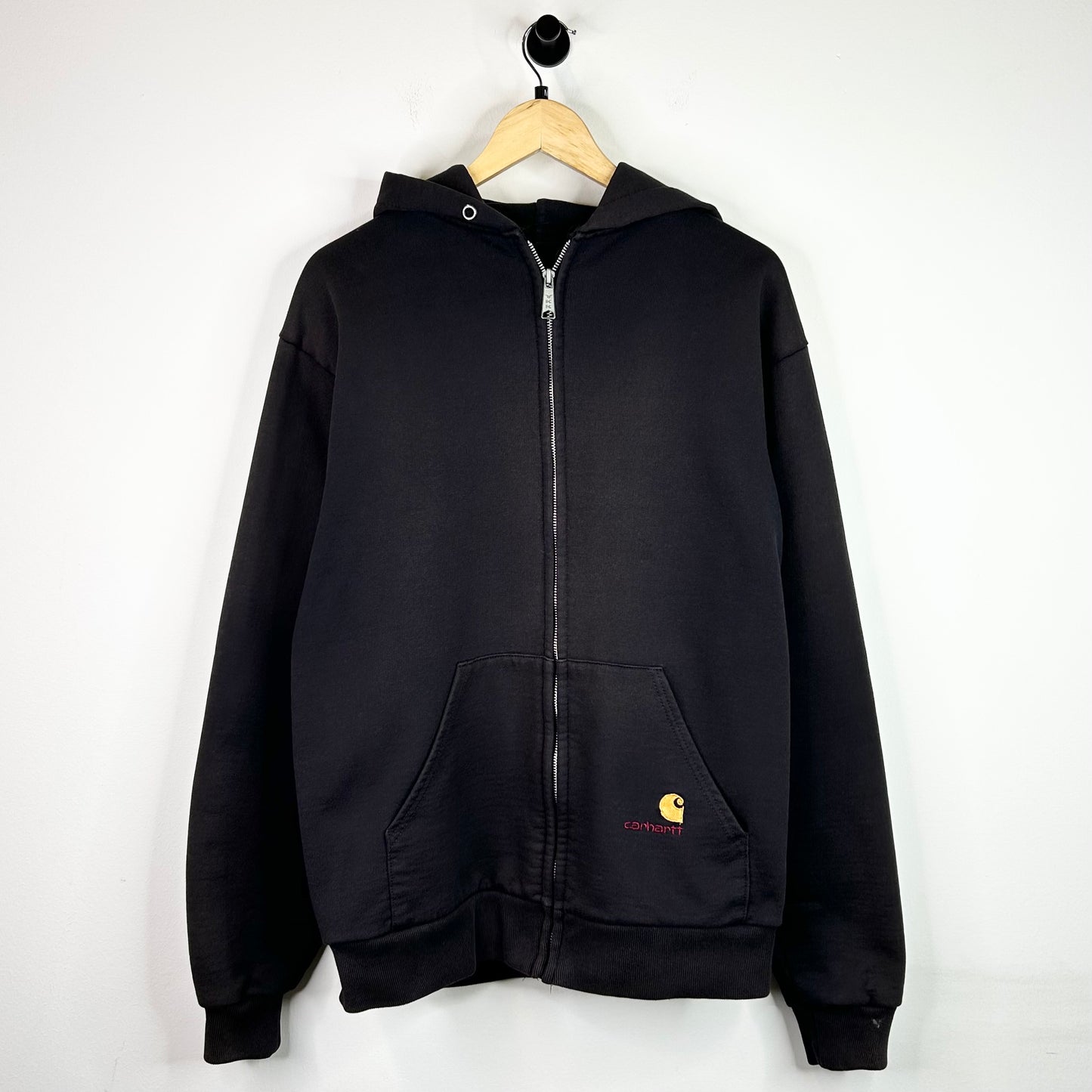 CARHARTT FADED BLACK THERMAL LINED ZIP-UP HOODIE