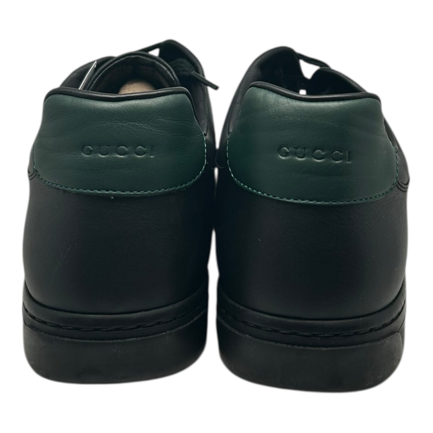 GUCCI INTERLOCKING G LOGO GREEN BLACK LEATHER LOW