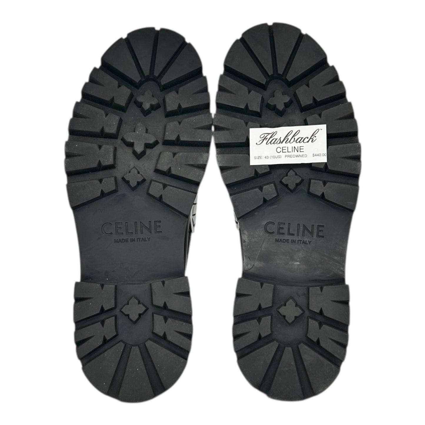 PREOWNED CELINE WHITE BLACK CHUNKY LOAFER