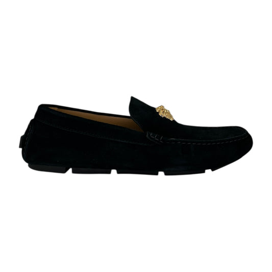 VERSACE BLACK SUEDE DRIVER SHOES