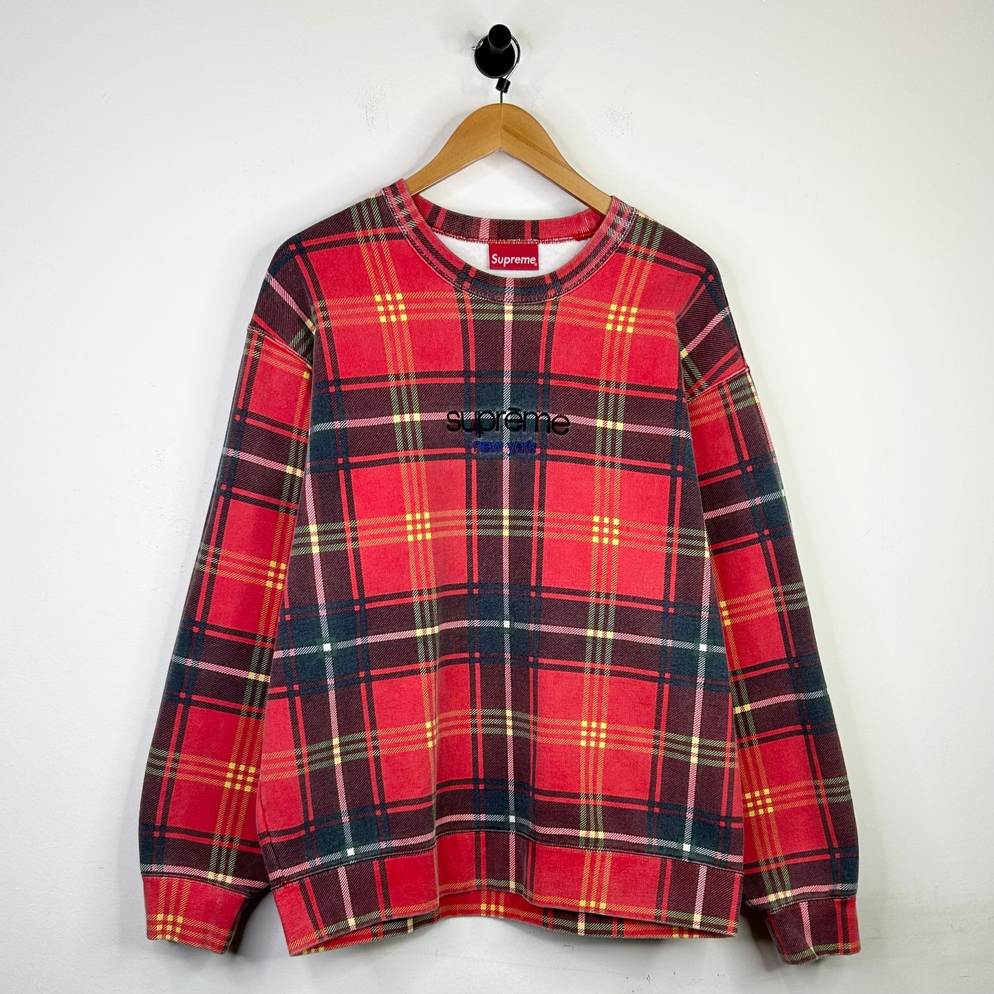 SUPREME NEW YORK PLAID CREWNECK