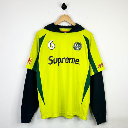 SUPREME BRIGHT GREEN HOODED SOCCER JERSEY