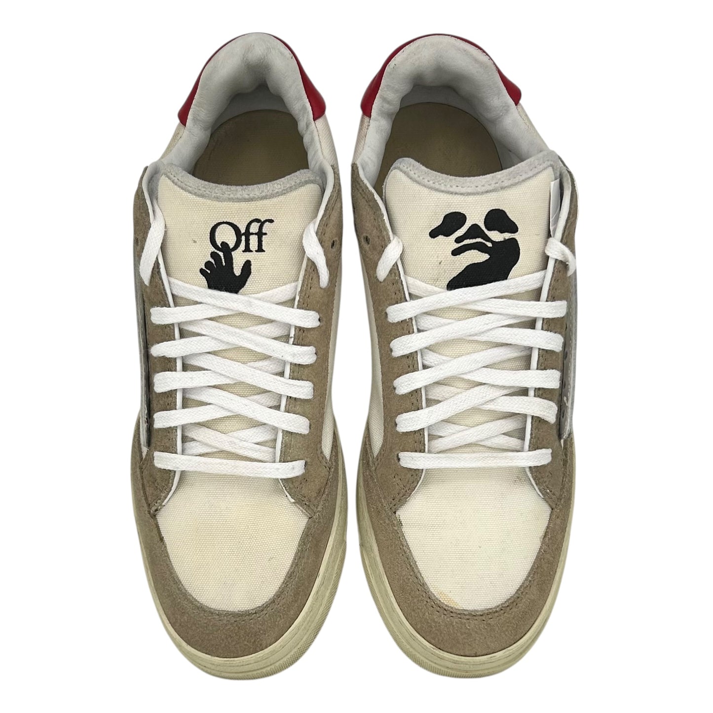 PREOWNED OFF WHITE 5.0 CANVAS LOW WHITE RED