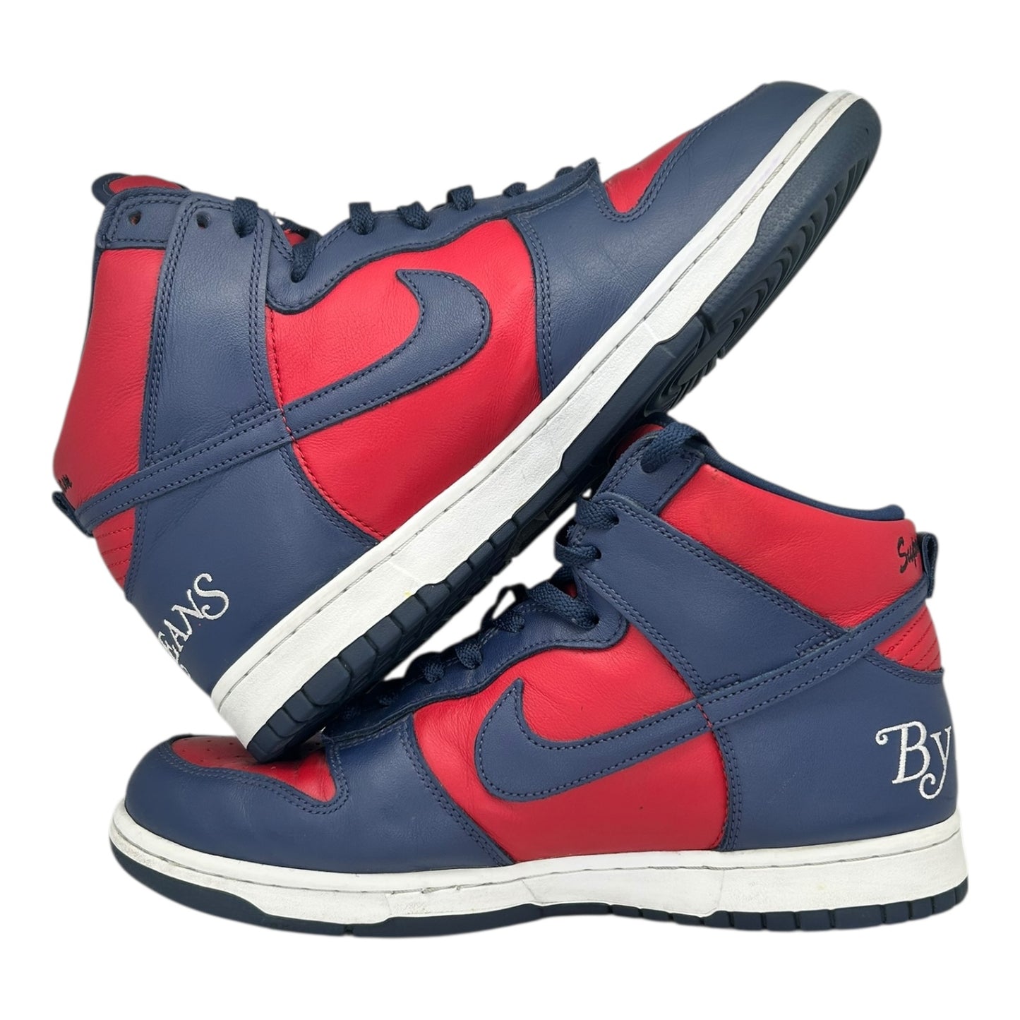 PREOWNED NIKE SB DUNK HIGH SUPREME BY ANY MEANS NAVY
