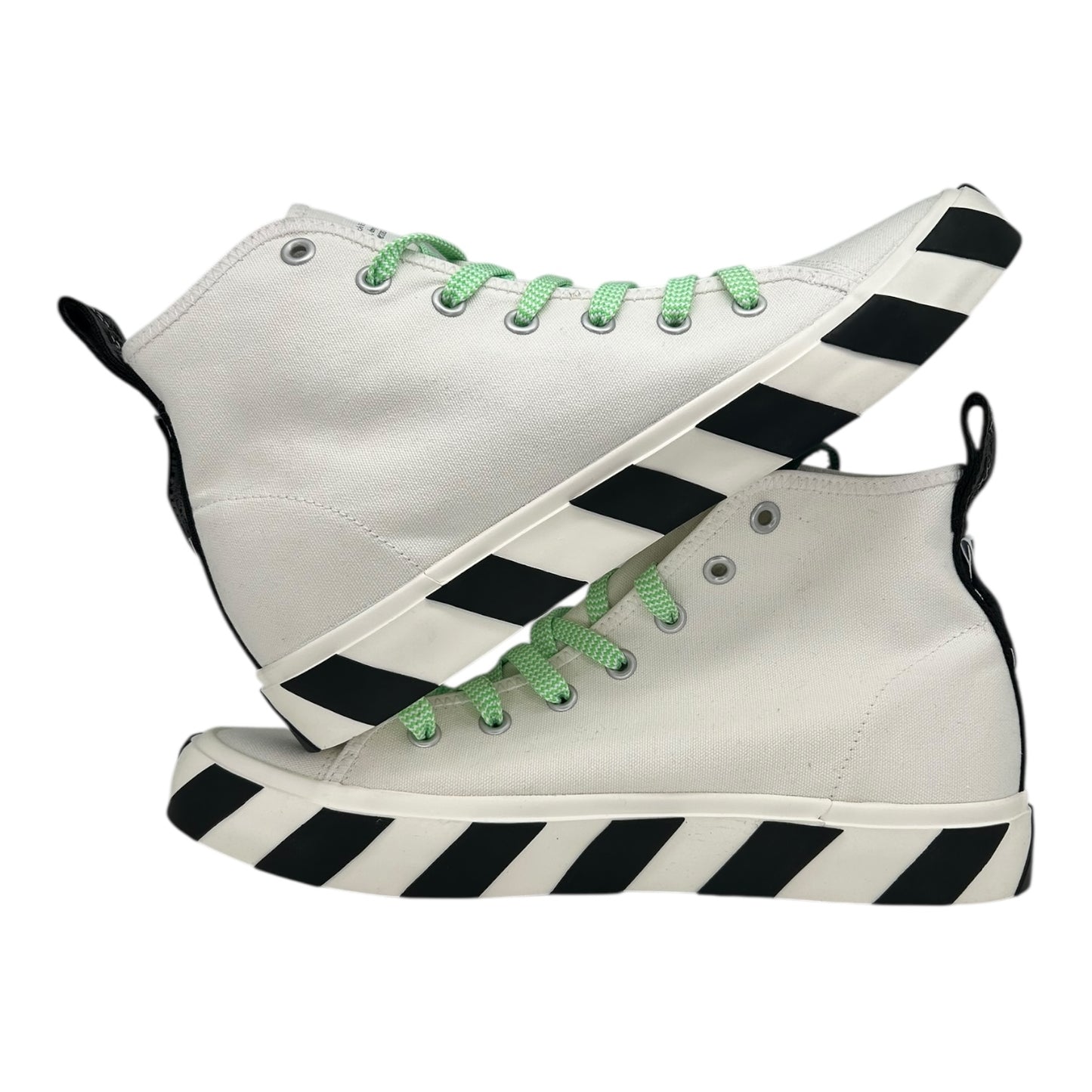 PREOWNED OFF WHITE VULC MID WHITE NAVY