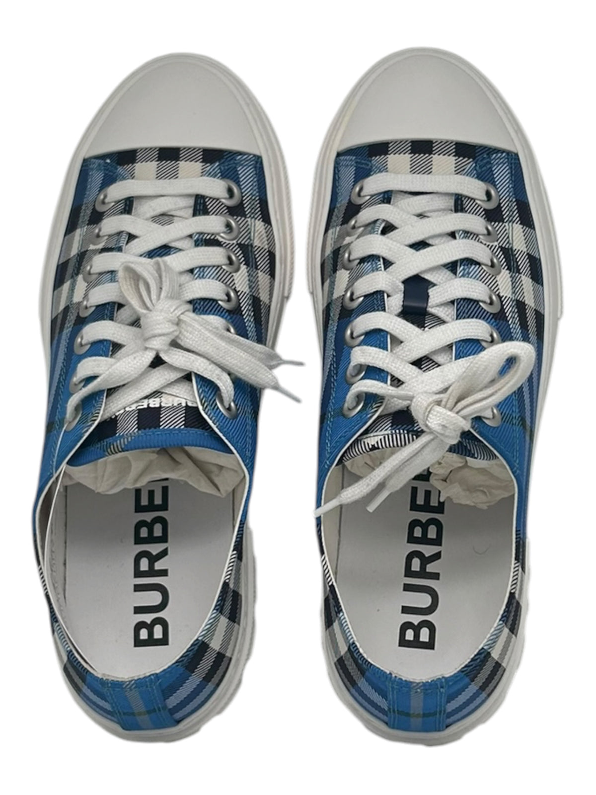 PREOWNED BURBERRY TRAINING JACK BLUE CHECK SNEAKER