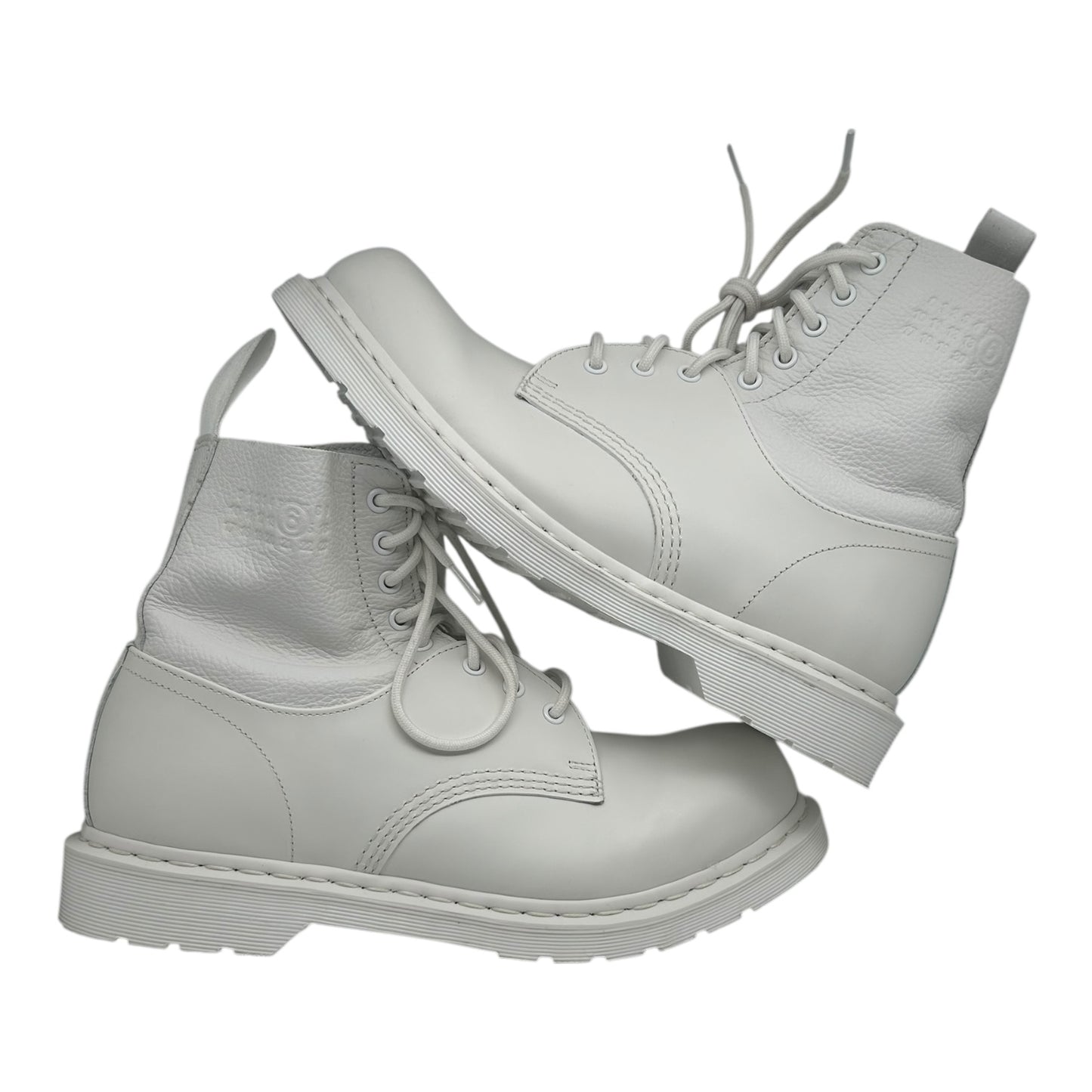 PREOWNED MAISON MARGIELA X DR MARTENS WHITE 1460 TWIST BOOT