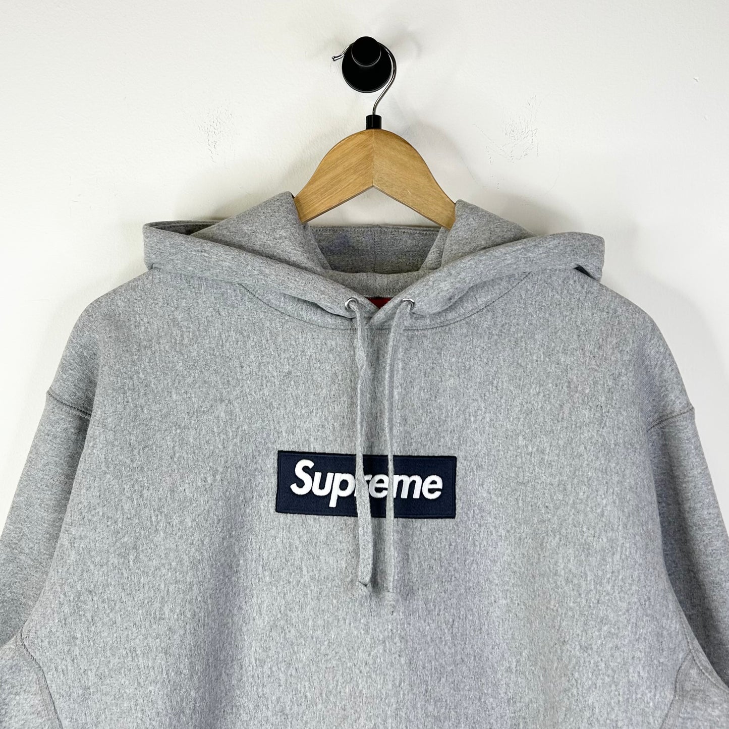 SUPREME GREY/NAVY BOX LOGO HOODIE
