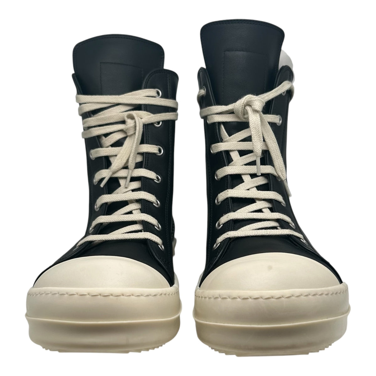 PREOWNED RICK OWENS RAMONE HIGH MAINLINE BLACK/MILK