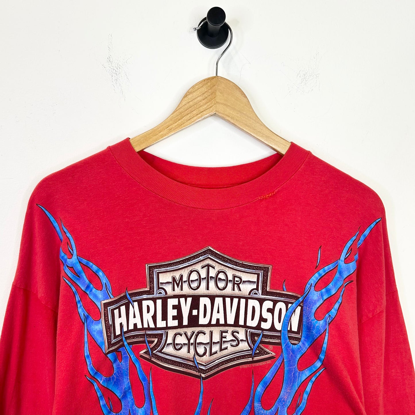 HARLEY DAVIDSON RED BLUE FLAME LONG SLEEVE