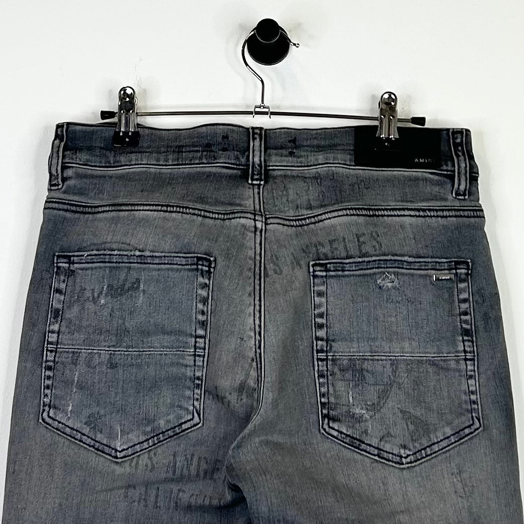 AMIRI LOS ANGELES PRINT GREY DENIM