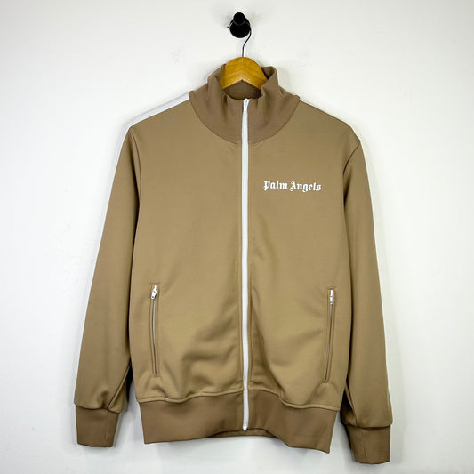 PALM ANGELS LOGO PRINT TRACK JACKET TAN