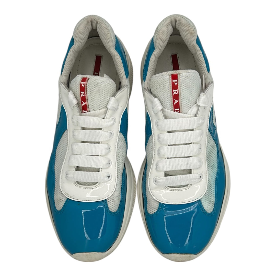 PREOWNED PRADA AMERICAN CUP SNKR WHITE/BLUE