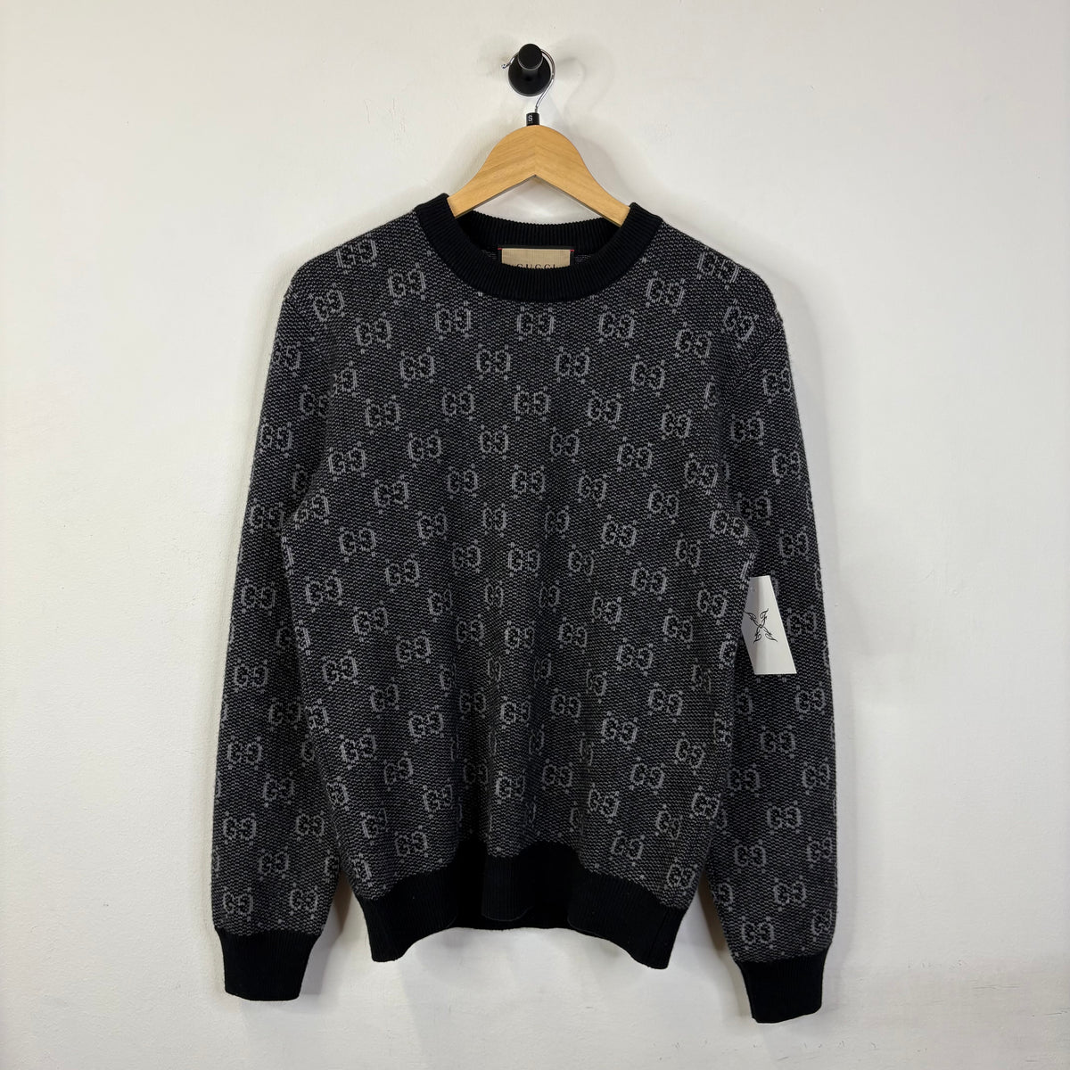 GUCCI GG WOOL JACQUARD SWEATER BLACK