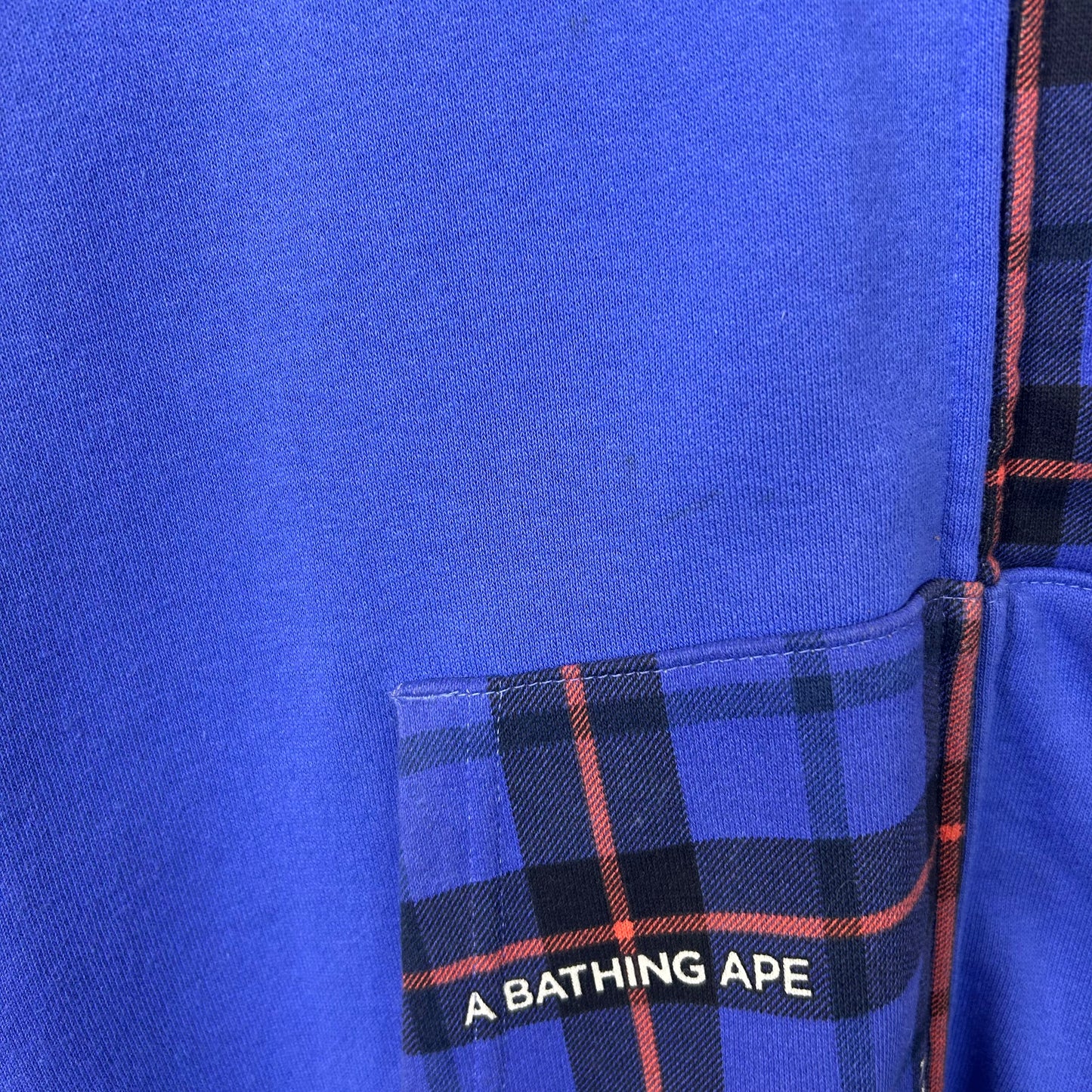 BAPE PLAID CHECK SHARK BLUE FULL ZIP HOODIE