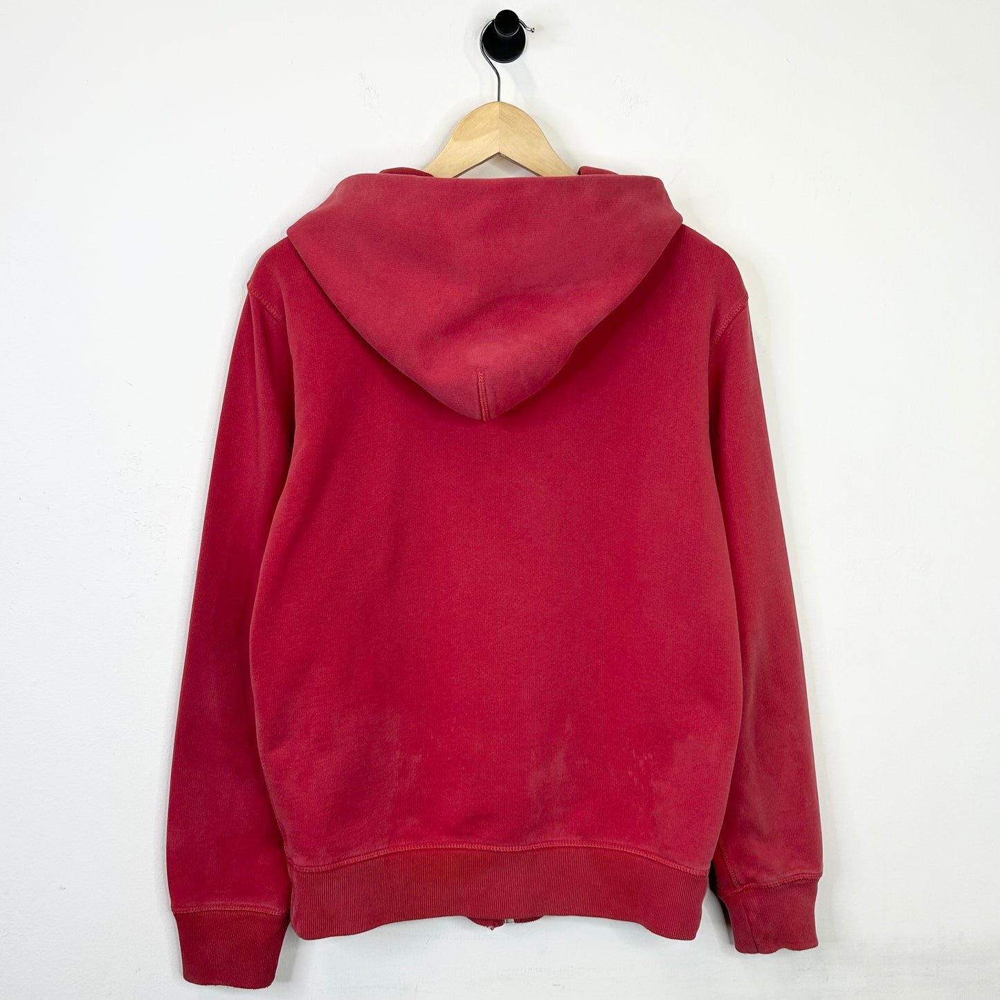 HELMUT LANG EMBROIDERED LOGO RED HOODIE