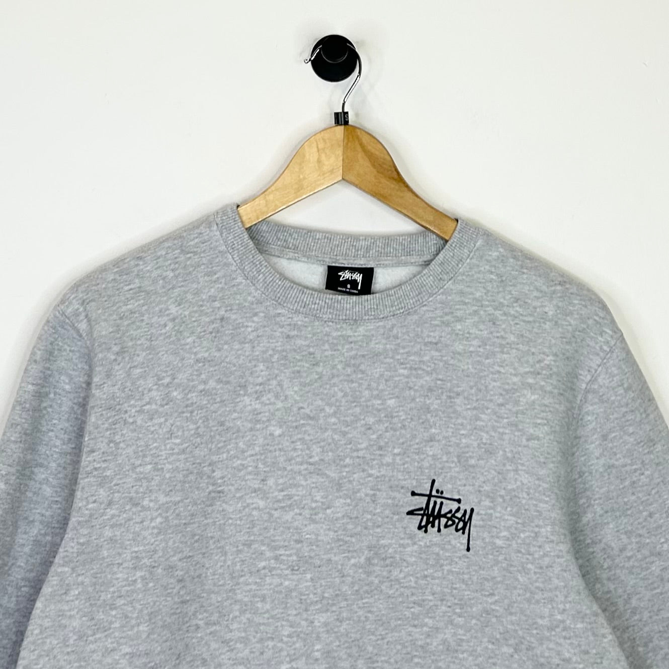 STUSSY BASIC ASH HEATHER CREWNECK