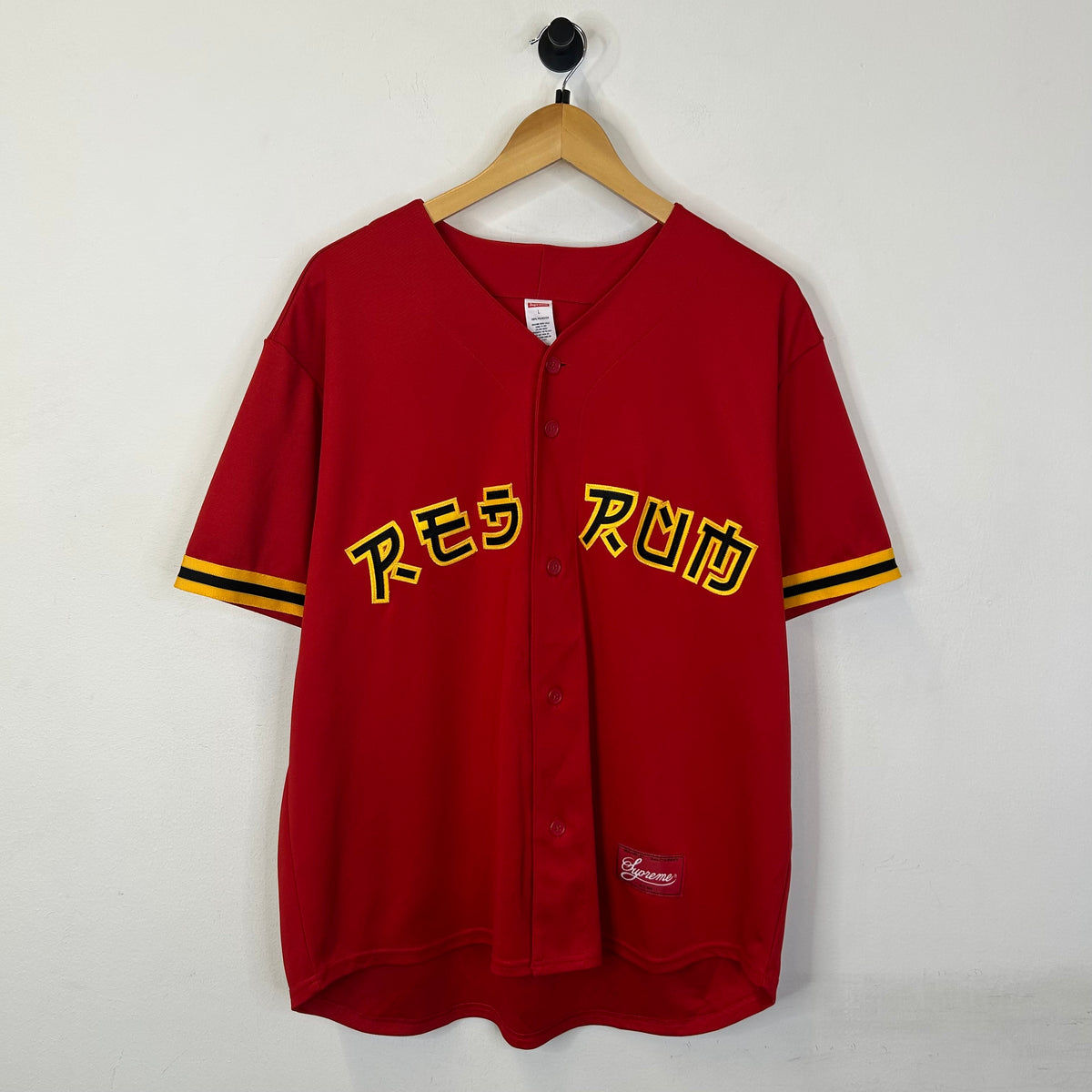 SUPREME RED RUM BASEBALL JERSEY