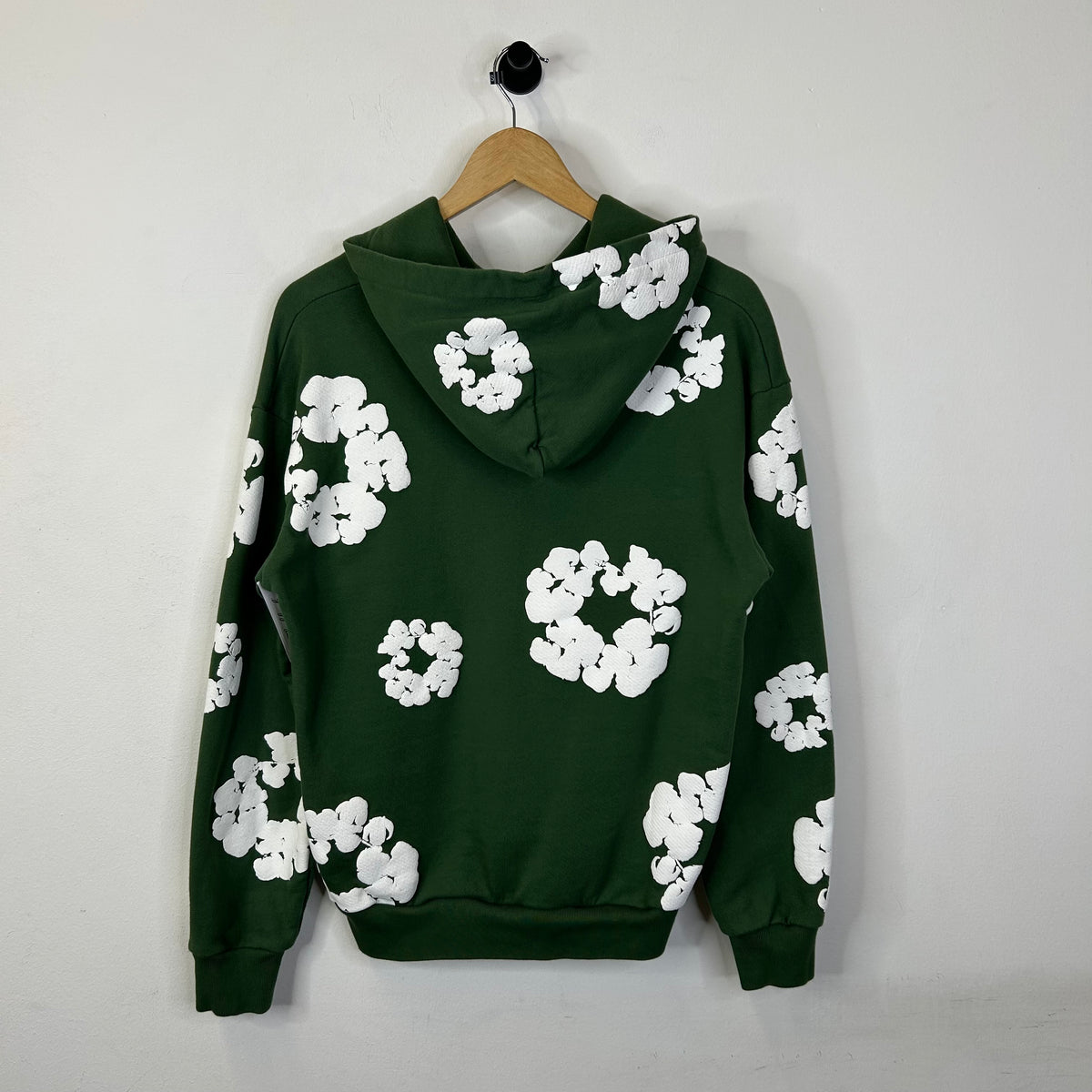 GREEN DENIM TEARS COTTON HOODIE