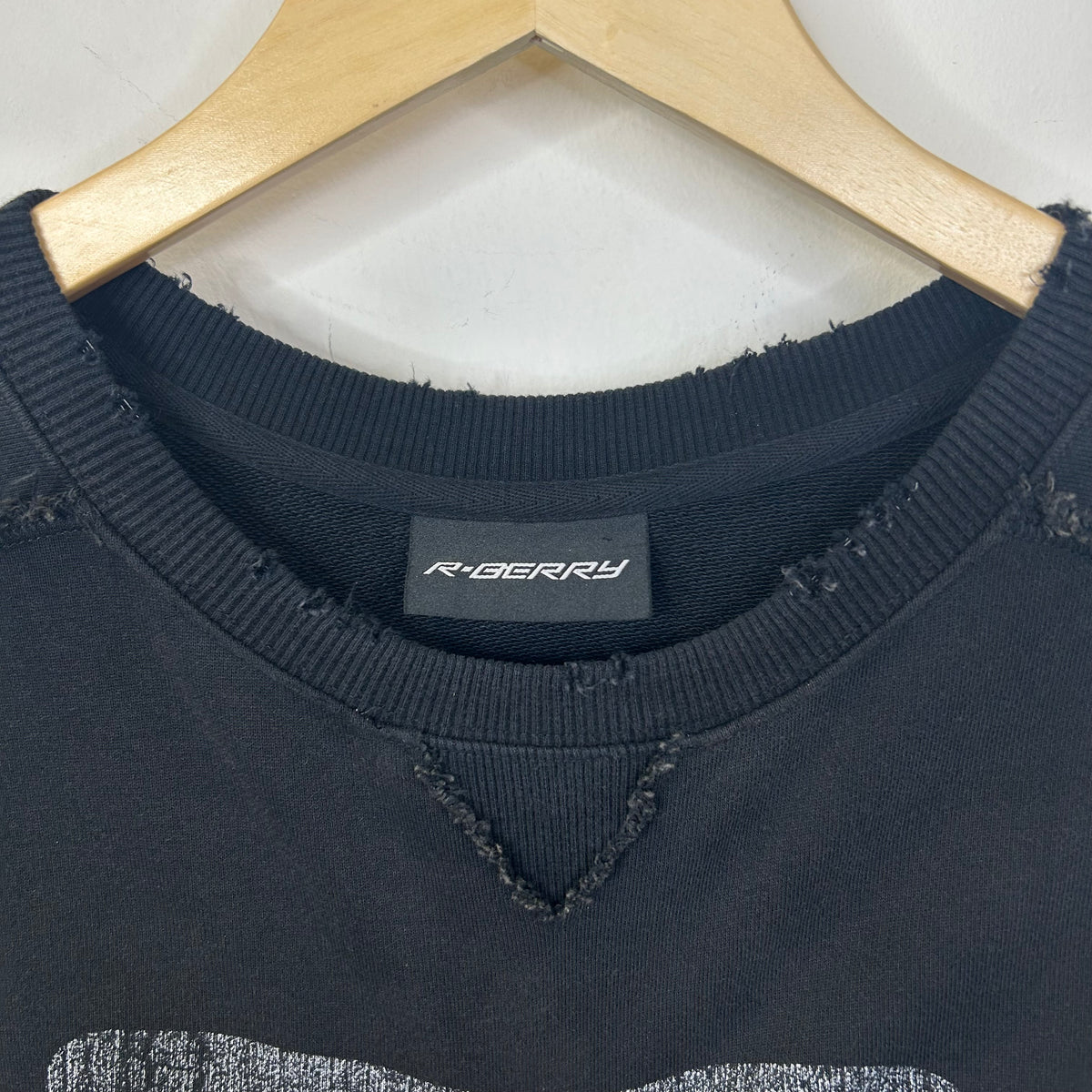 RASPBERRY HILLS RAF BERRY DISTRESSED BLACK CREWNECK