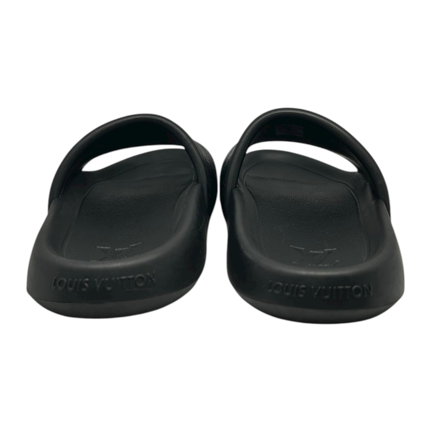 PREOWNED LOUIS VUITTON BLACK WATERFRONT MULE SLIDES