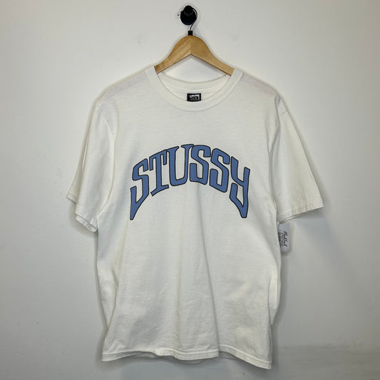 STUSSY ARCHED BLUE LOGO TEE