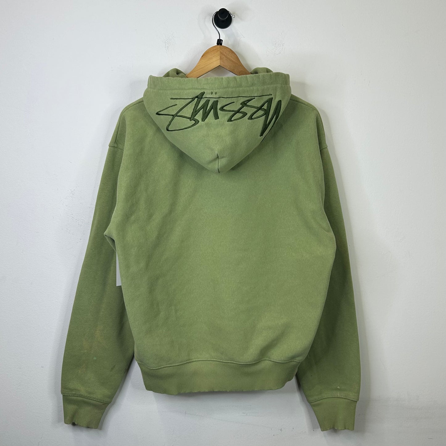 STUSSY EMBROIDERED HOOD OLIVE HOODIE
