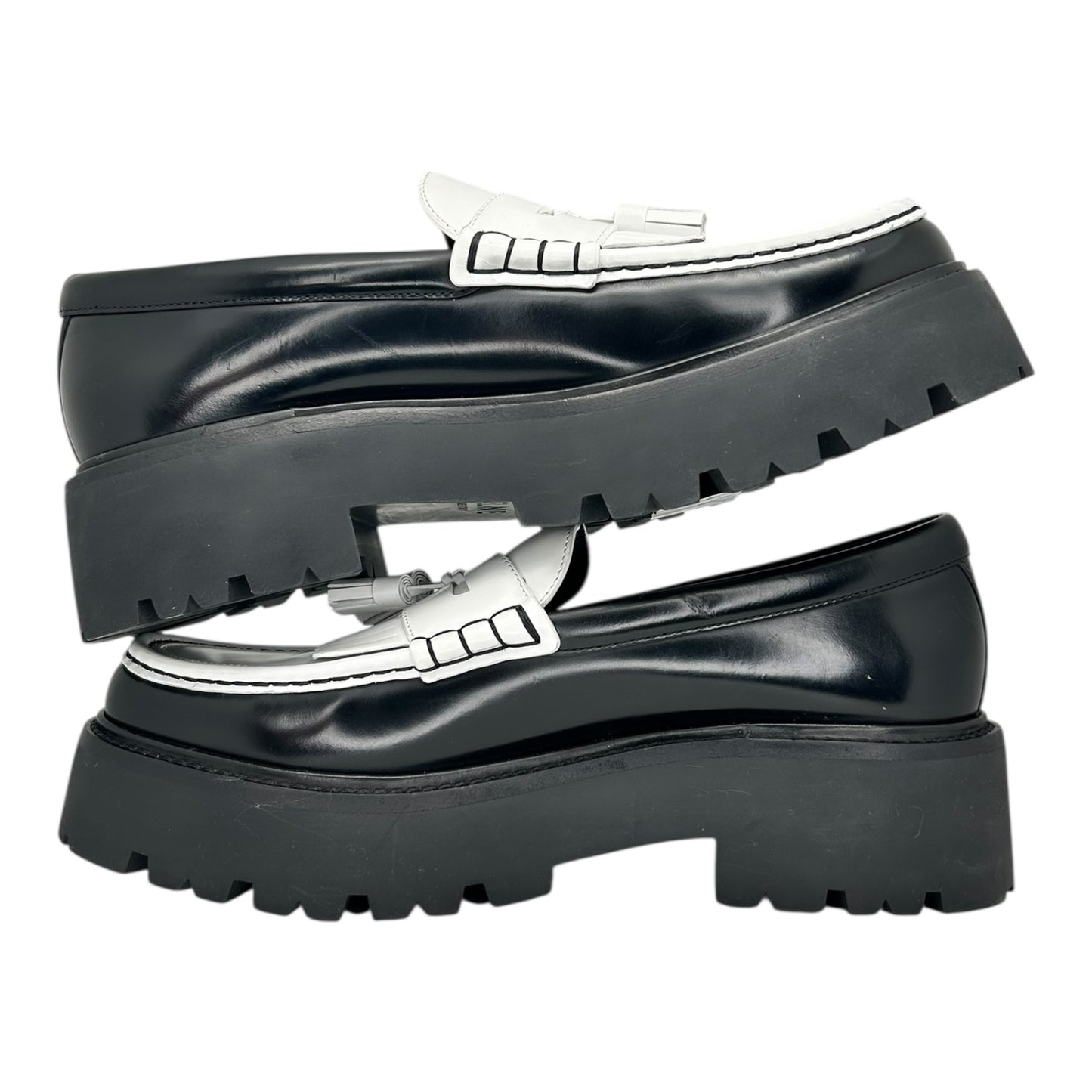 PREOWNED CELINE WHITE BLACK CHUNKY LOAFER