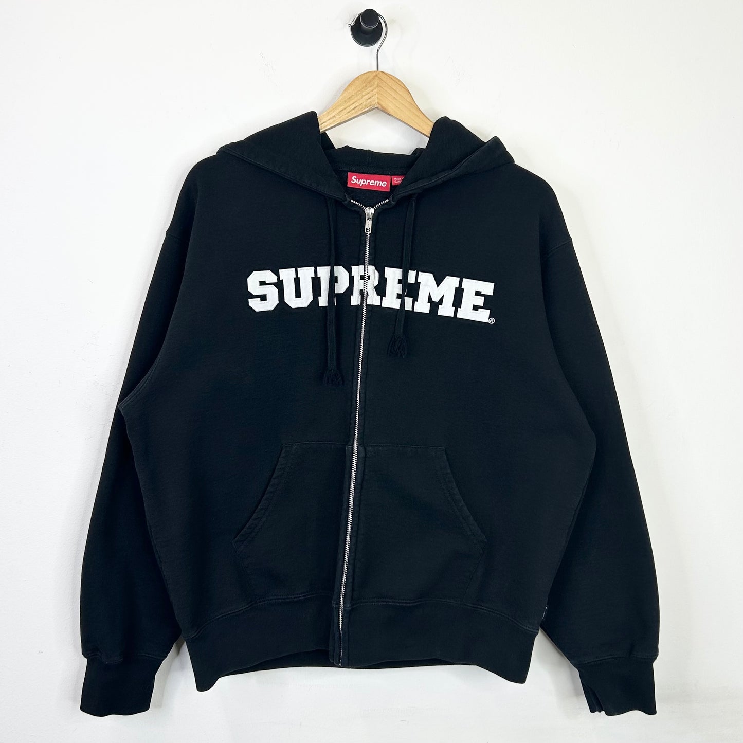 SUPREME COLLEGIATE BLACK AND WHITE HOODIE