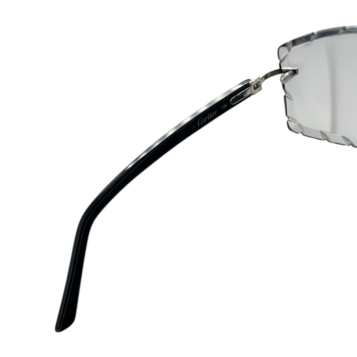 CARTIER BLACK SILVER FRAME DIAMOND CUT LENS