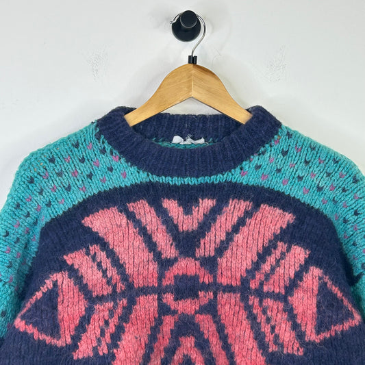 ABSTRACT PINK AND BLUE SWEATER KNIT