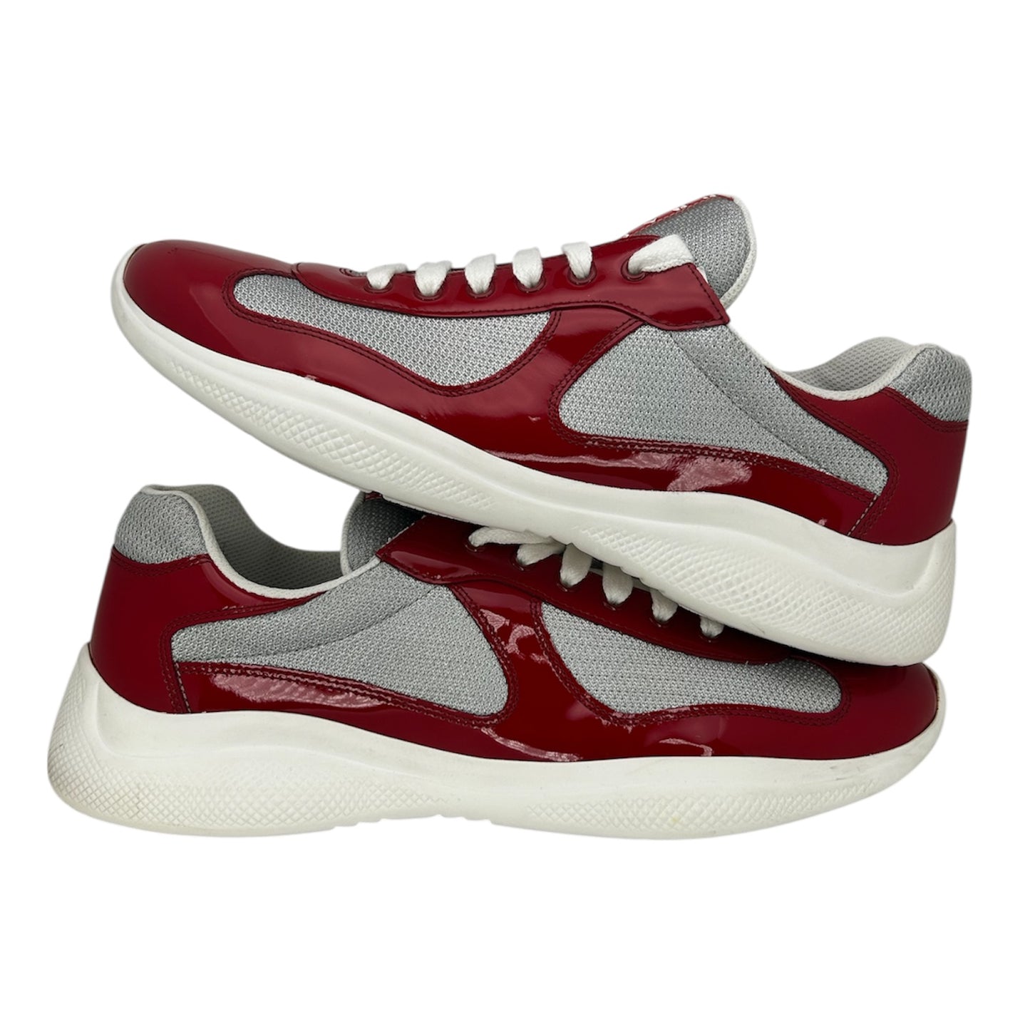 PREOWNED PRADA AMERICAN CUP RED GREY