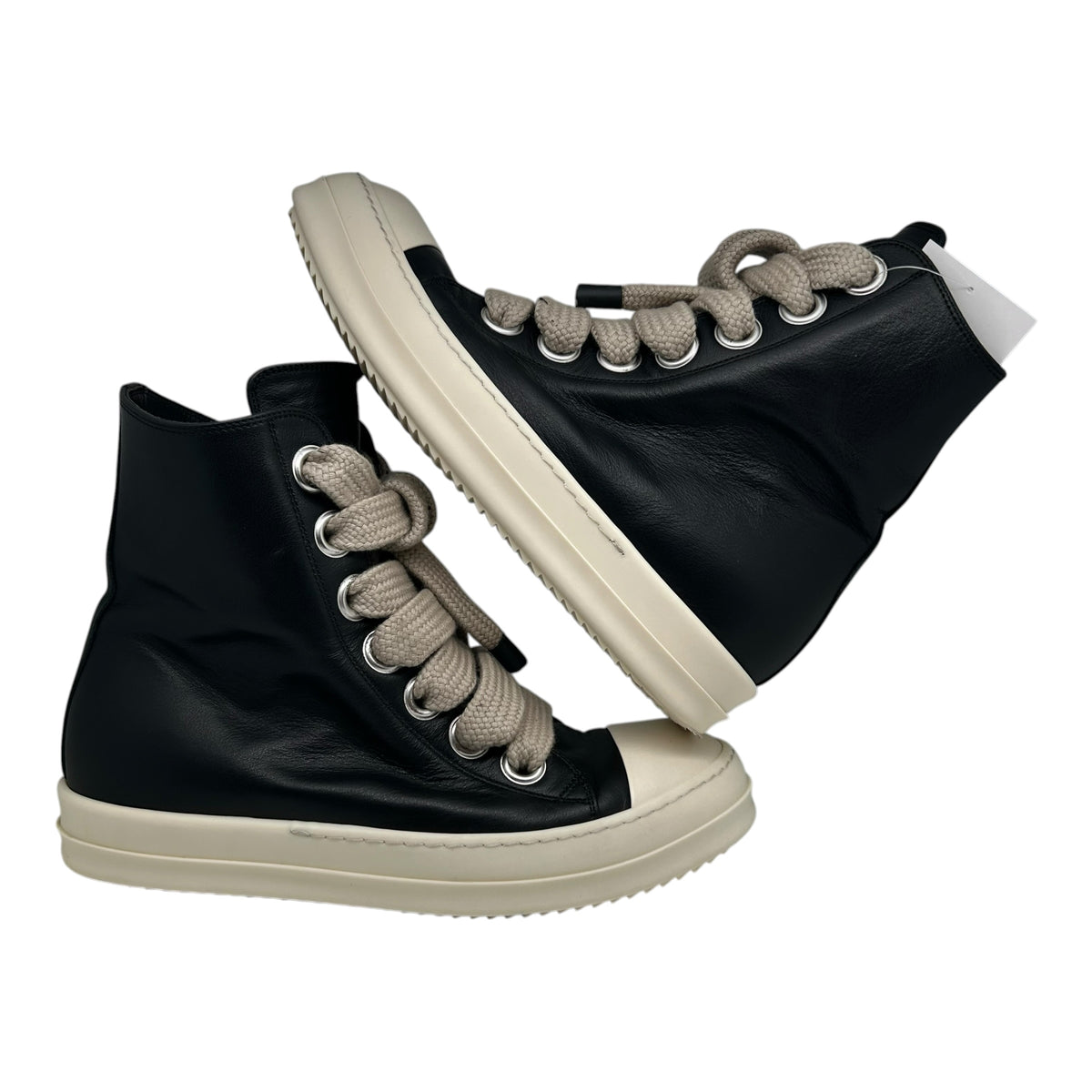 PREOWNED RICK OWENS JUMBOLACE SNEAKERS BLACK MILK