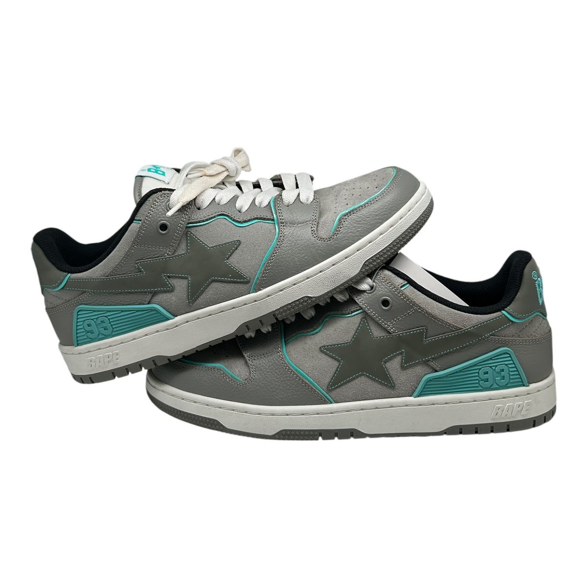 PREOWNED BAPE SK8 STA GREY TURQOISE