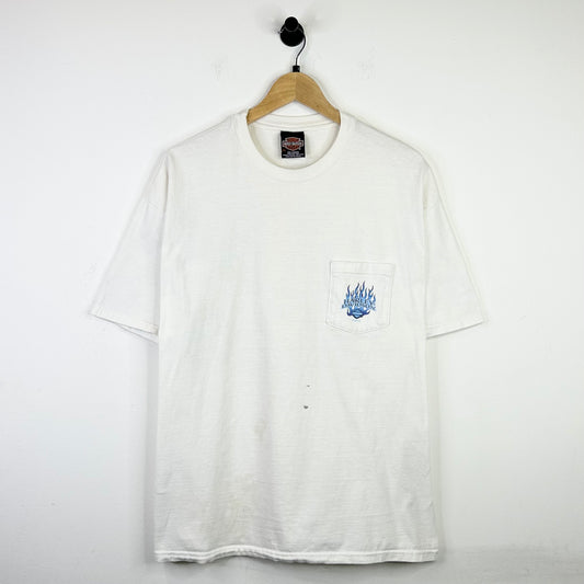 HARLEY DAVIDSON HAWAII BLUE FLAME WHITE TEE