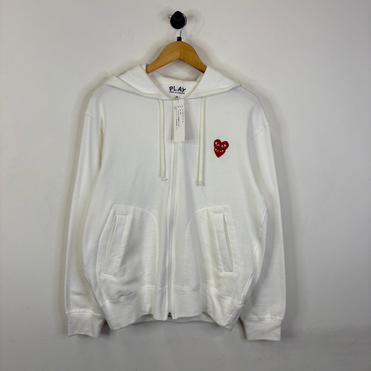 COMME DES GARCONS PLAY RED STACKED HEART ZIP UP HOODIE