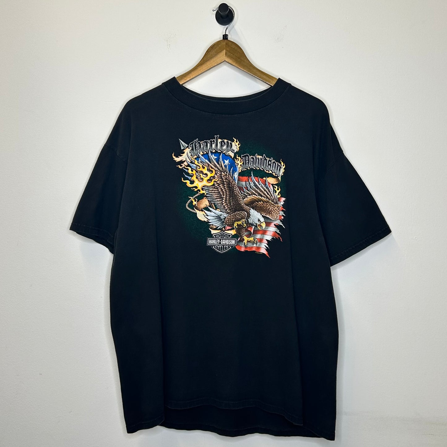 HARLEY DAVIDSON 1998 EAGLE FLAME FLAG MILWAUKEE TEE